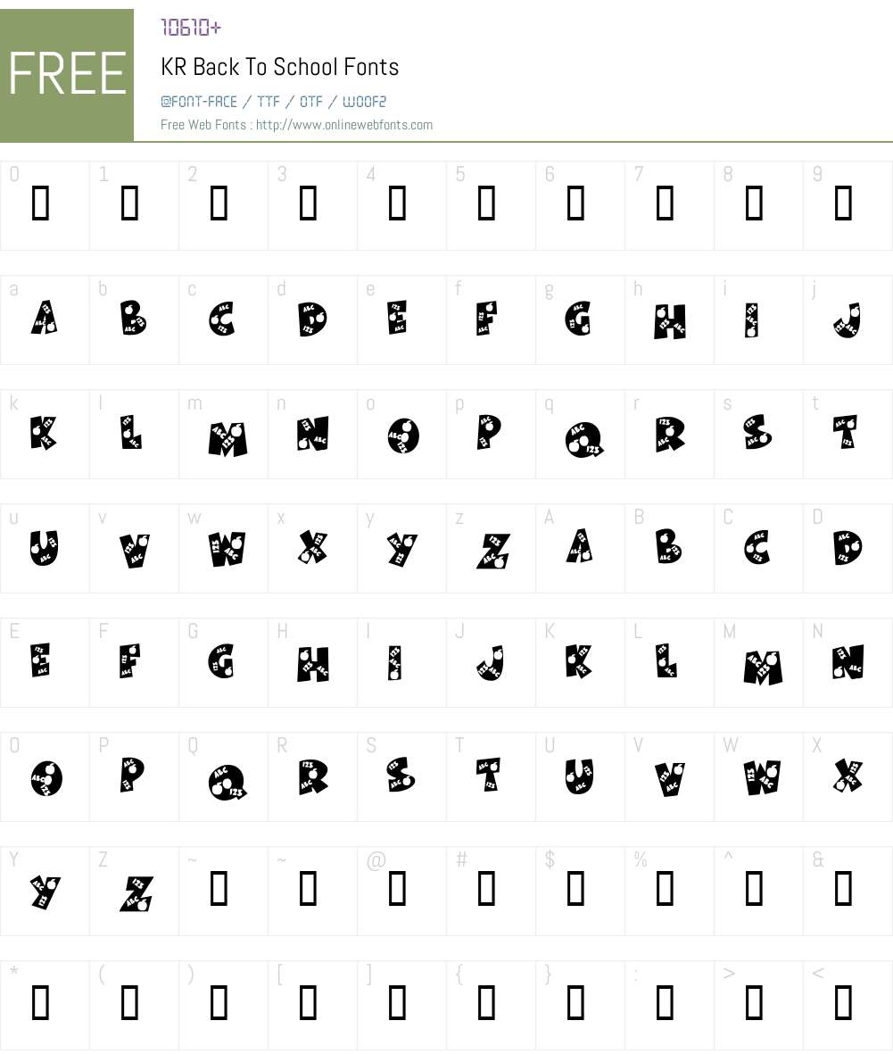 KR Back To School Font Screenshots