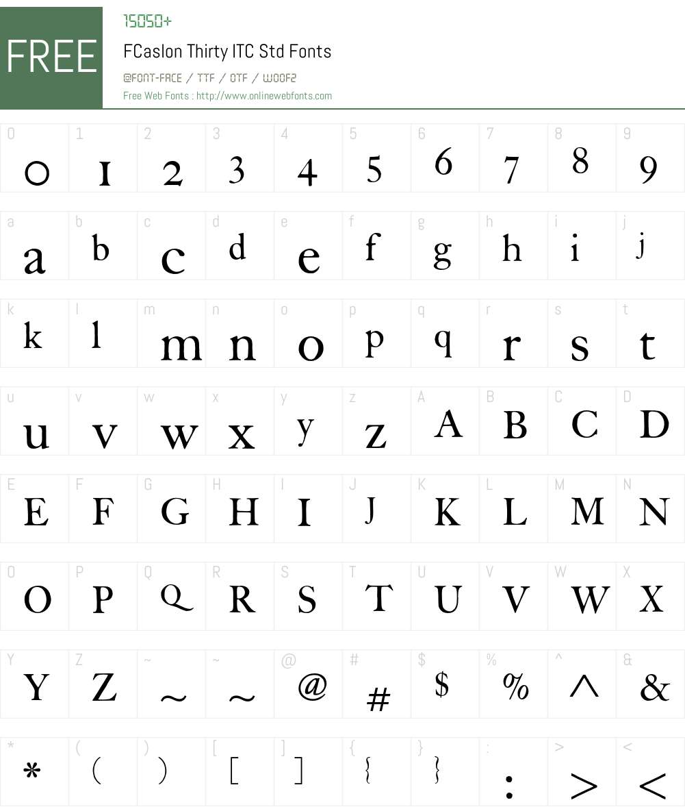 FCaslon Thirty ITC Std Font Screenshots