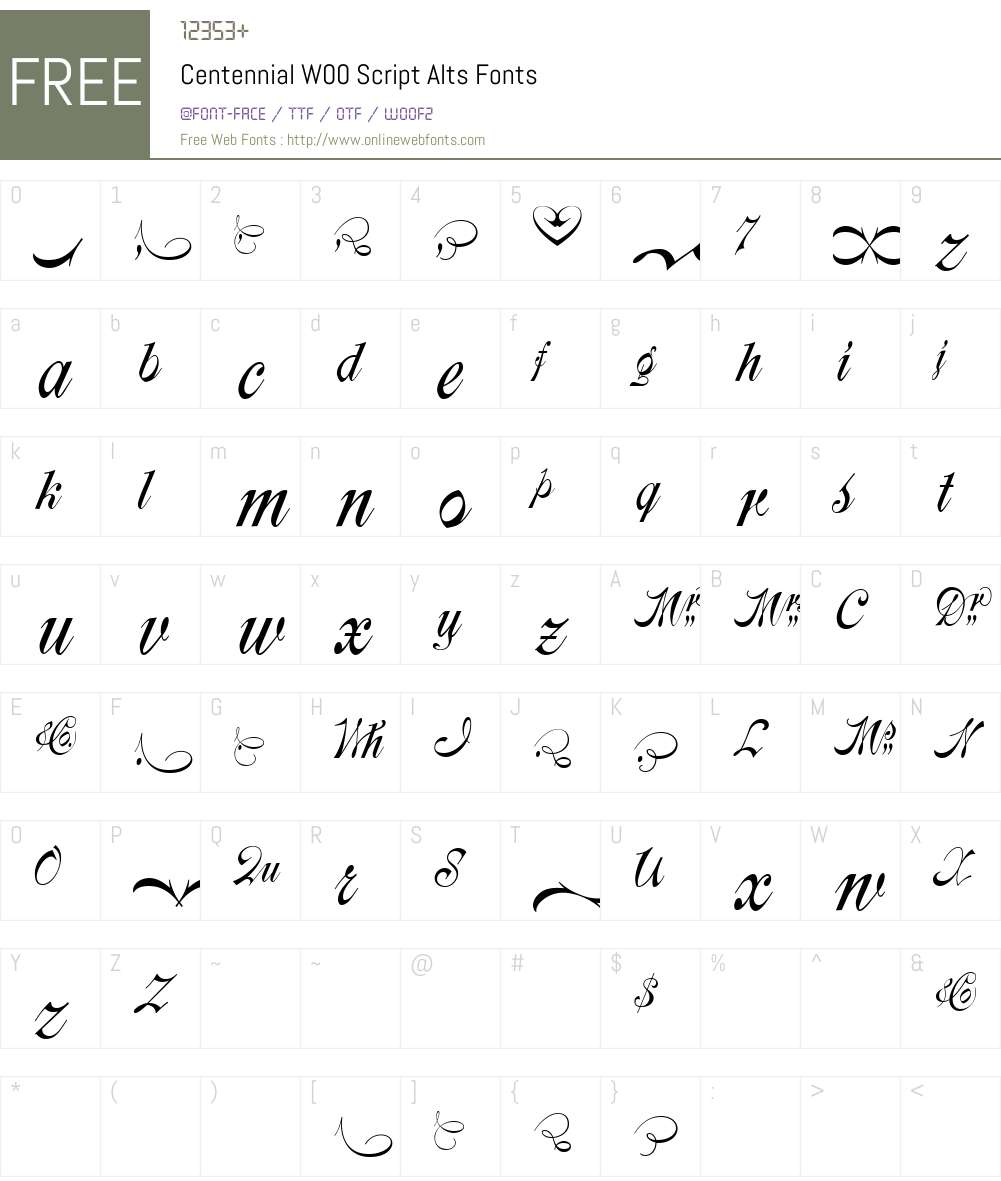 CentennialW00-ScriptAlts Font Screenshots