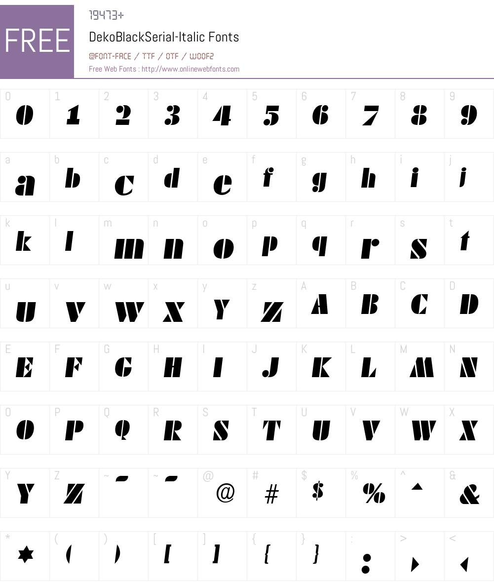 DekoBlackSerial Font Screenshots