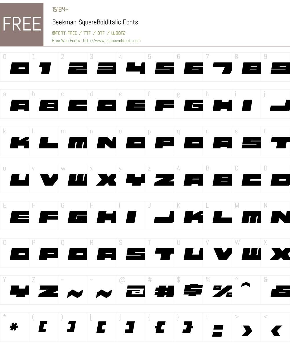 Beekman-SquareBoldItalic Font Screenshots