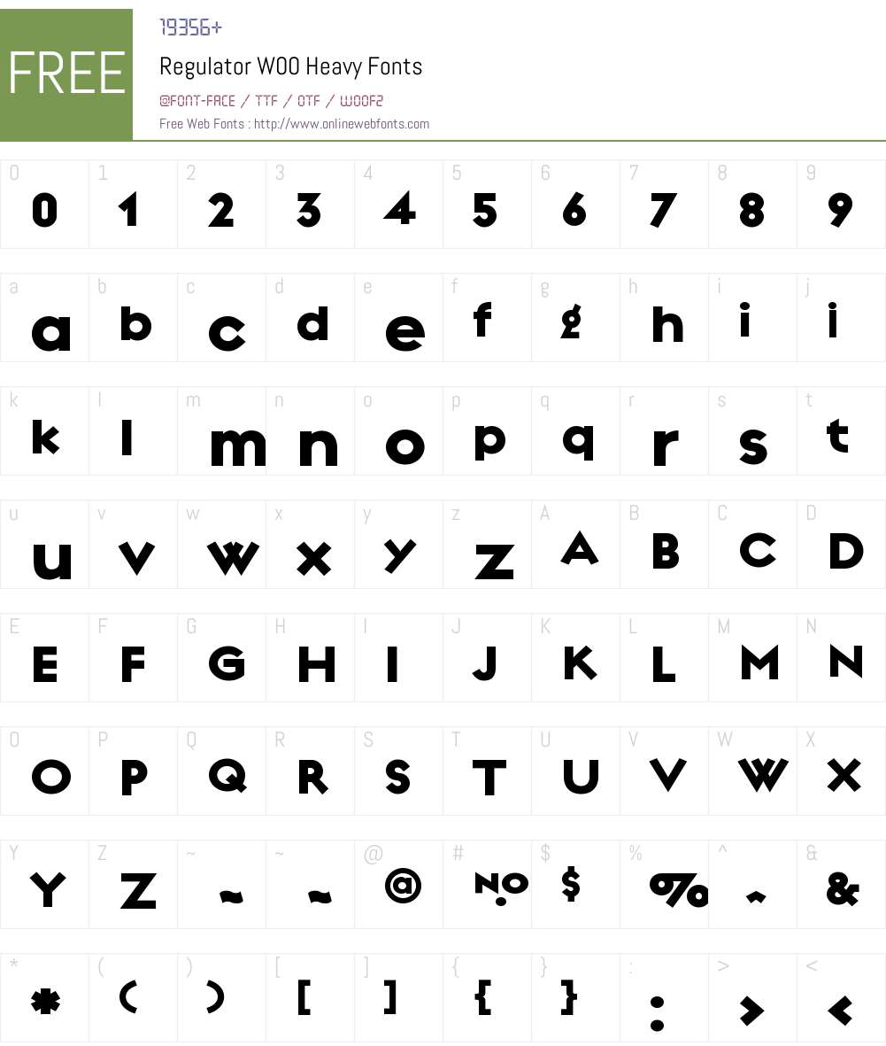 RegulatorW00-Heavy Font Screenshots