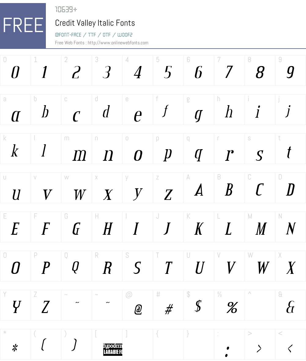 Credit Valley Font Screenshots