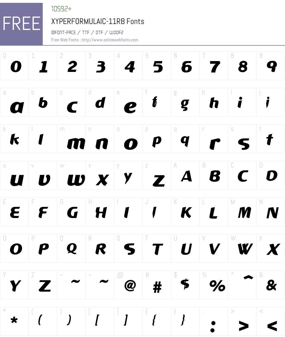 XYPERFORMULAIC Font Screenshots