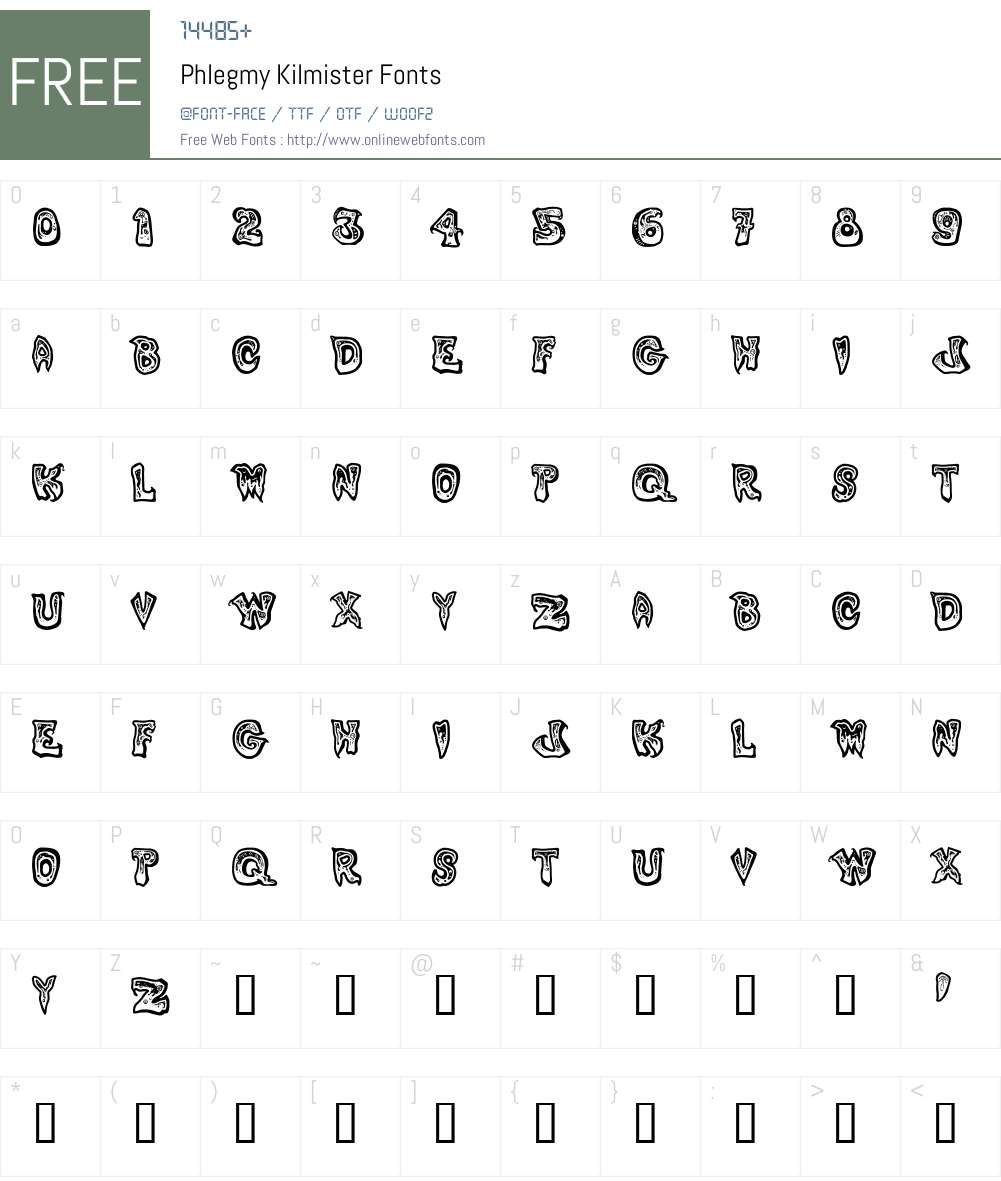 Phlegmy Kilmister Font Screenshots