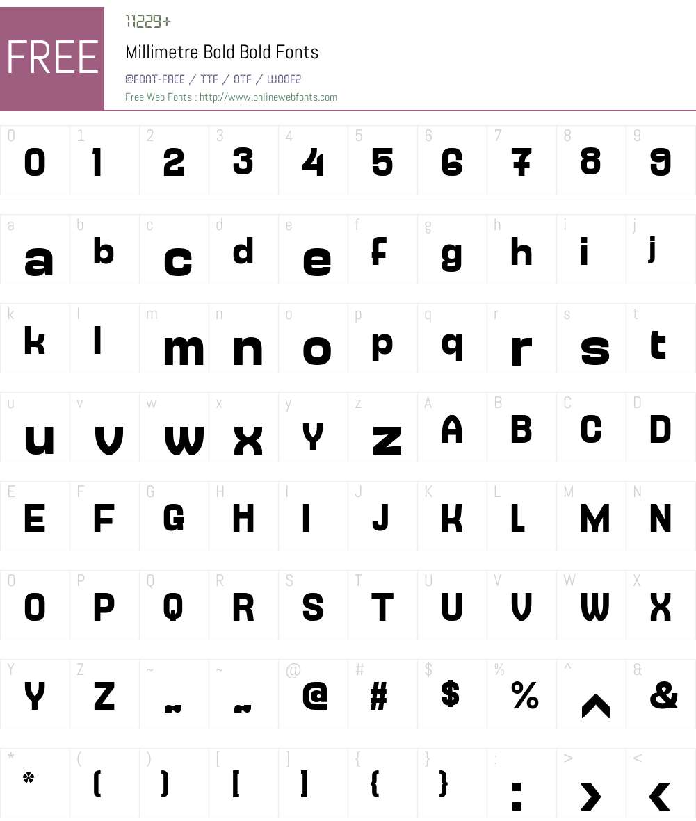 Millimetre Bold Font Screenshots