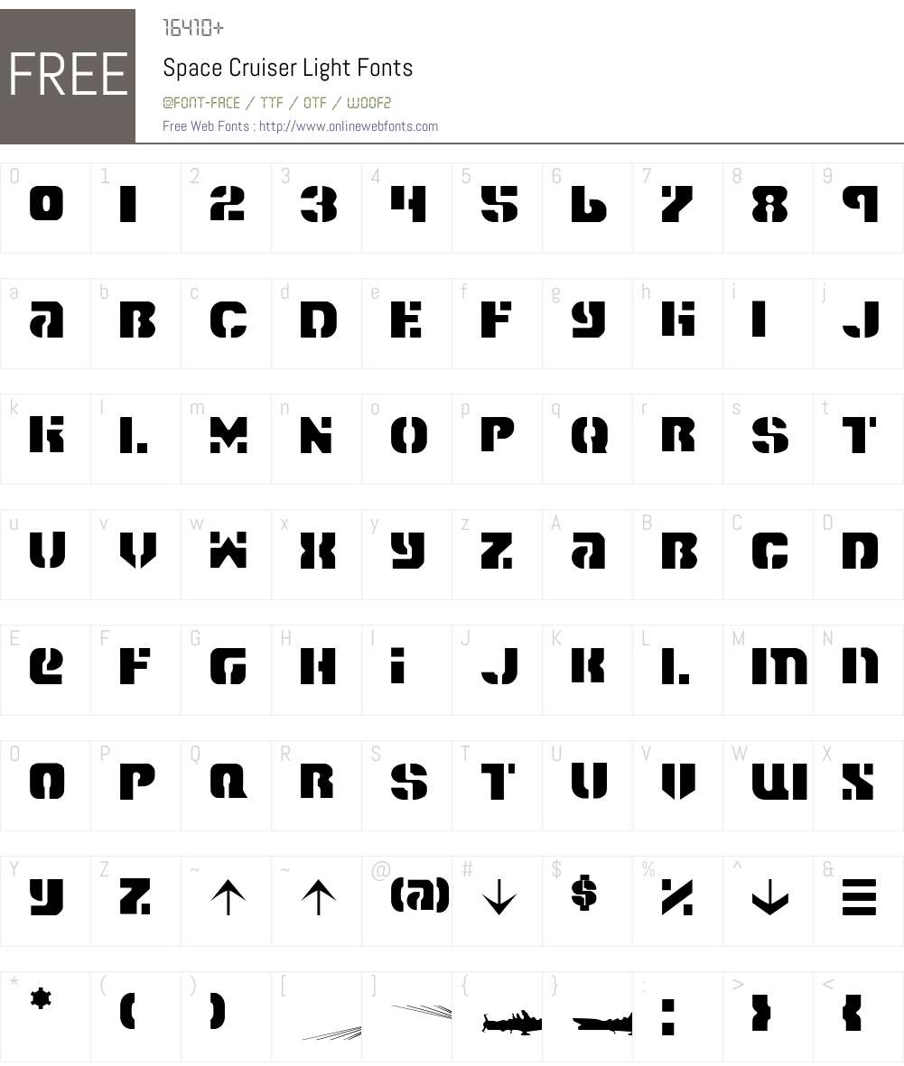 Space Cruiser Light Font Screenshots