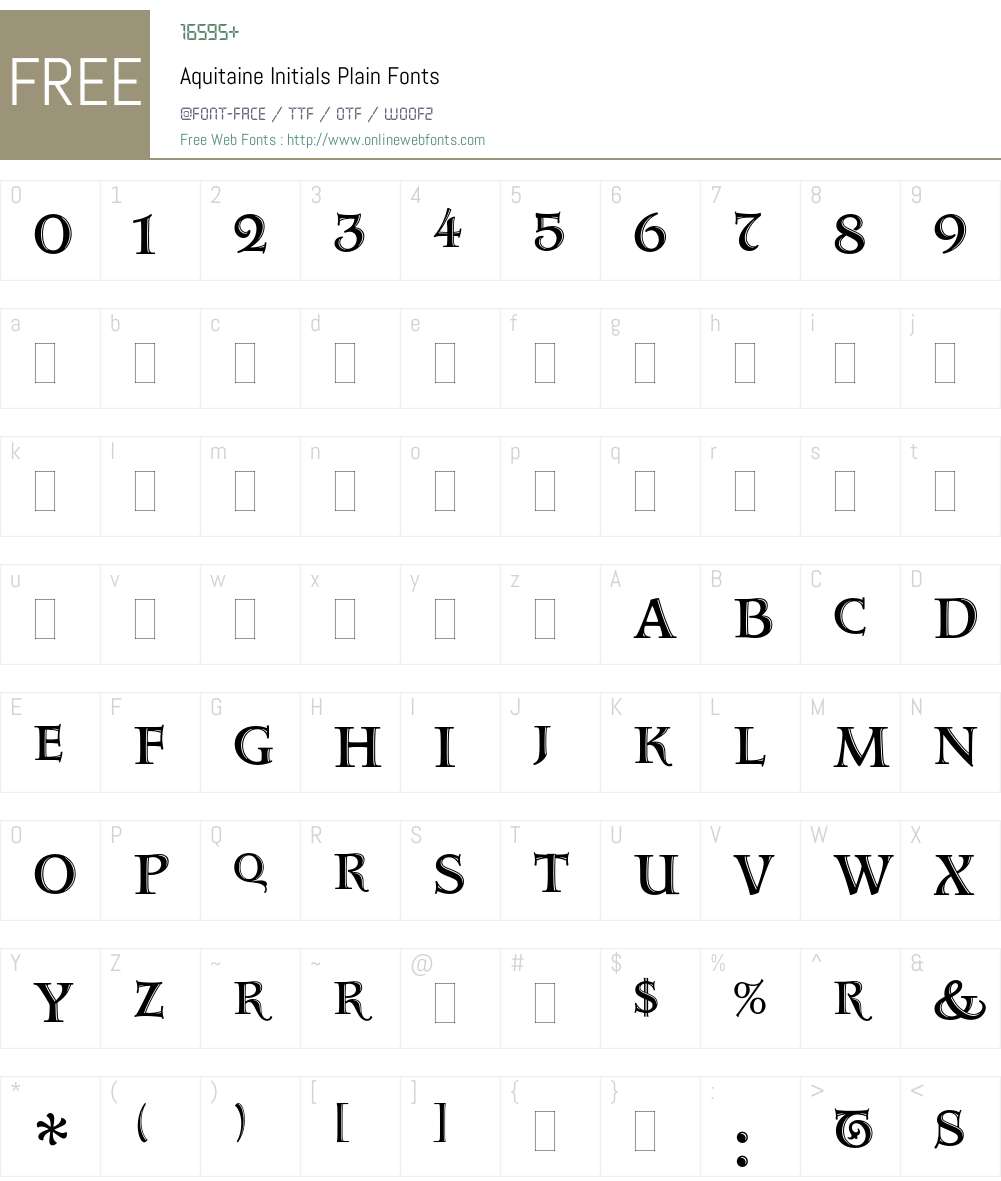 Aquitaine Initials Font Screenshots