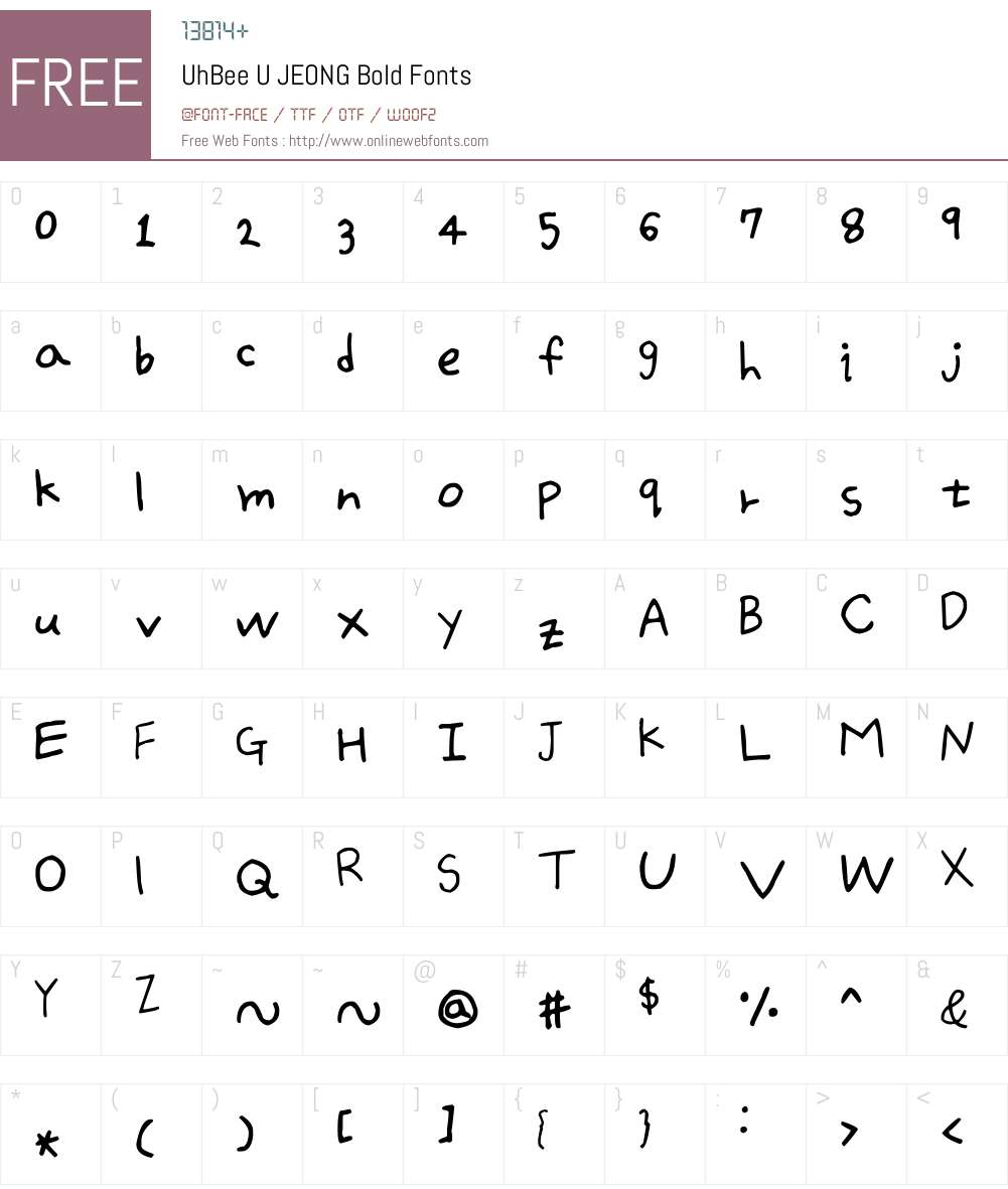 UhBee U JEONG Font Screenshots