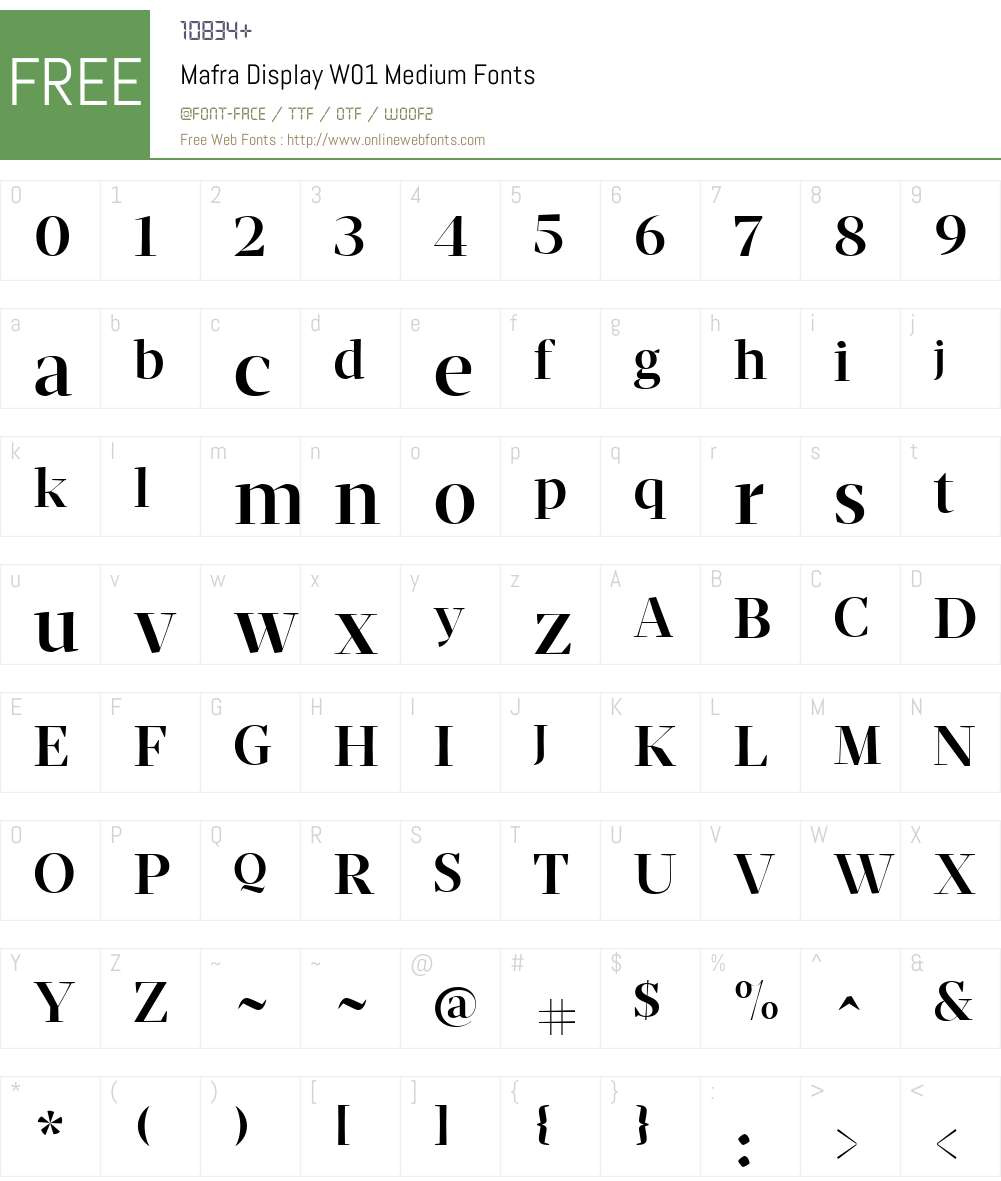 MafraDisplayW01-Medium Font Screenshots