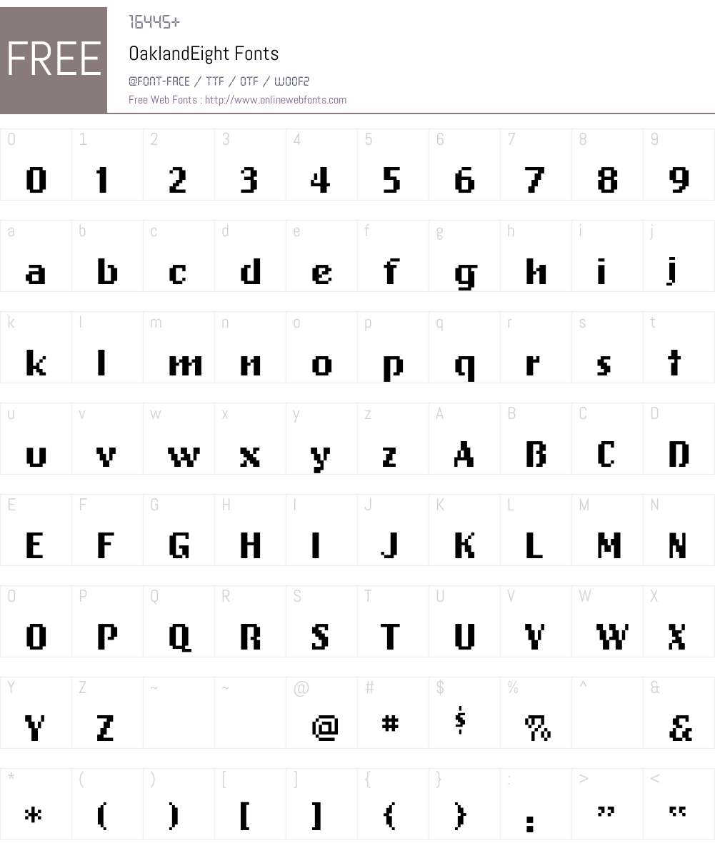 OaklandEight Font Screenshots