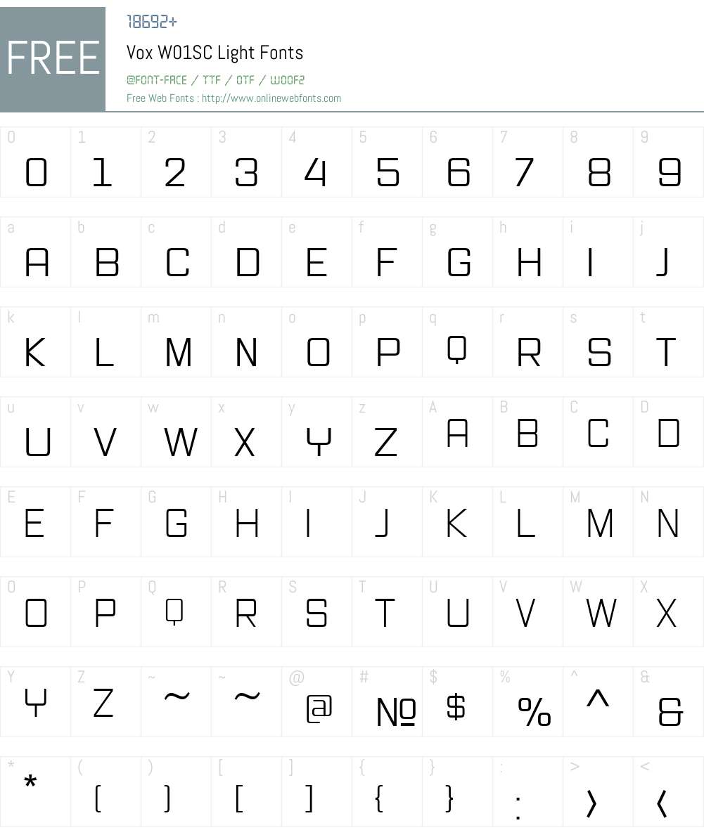 VoxW01SC-Light Font Screenshots
