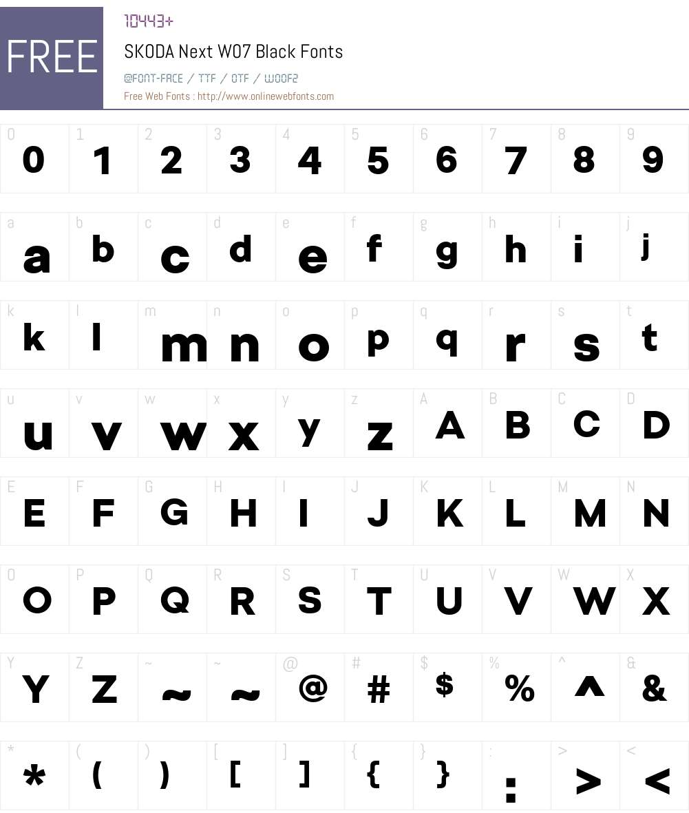 SKODANextW07-Black Font Screenshots