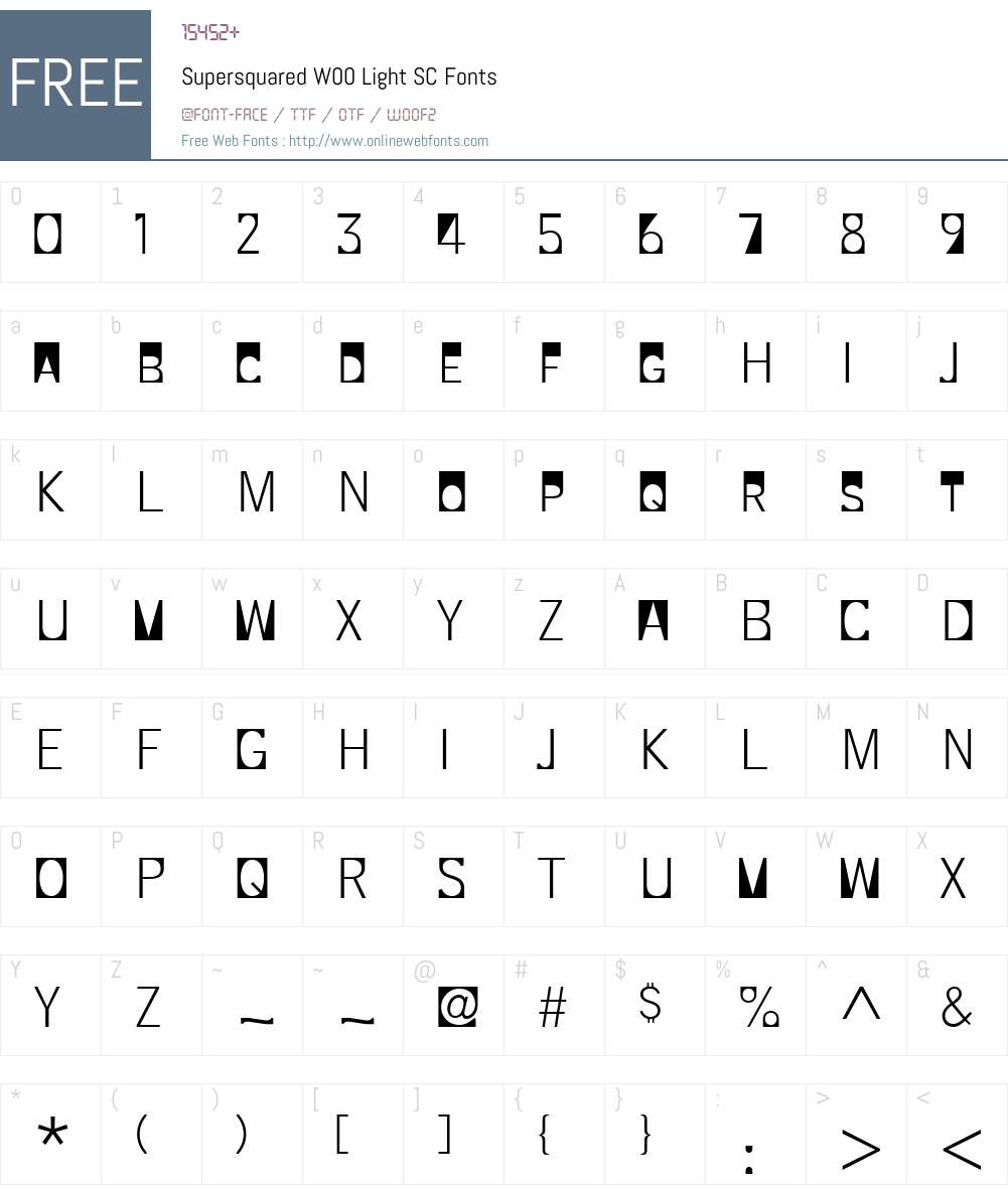 SupersquaredW00-LightSC Font Screenshots