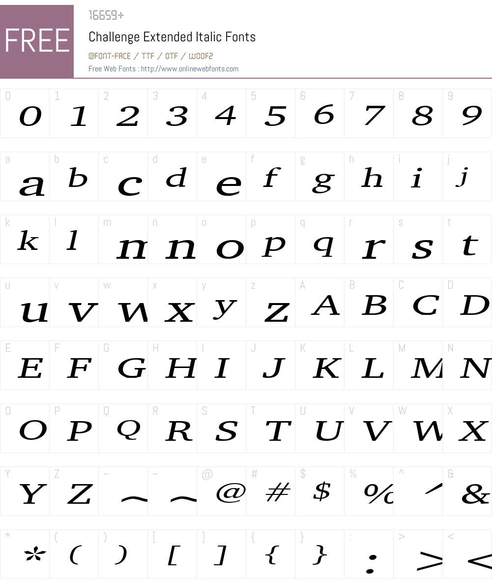 Challenge Extended Font Screenshots