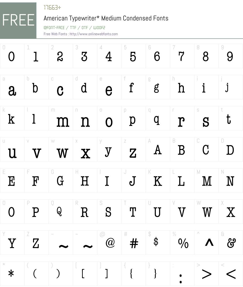 AmericanTypewriterCondensedBQ Font Screenshots