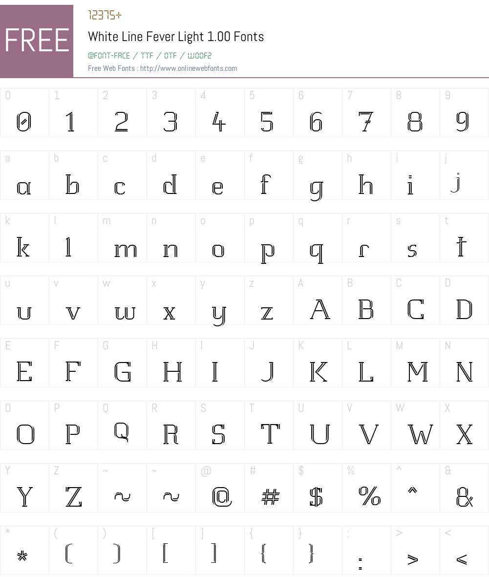 White Line Fever Light 1.00 Font Screenshots