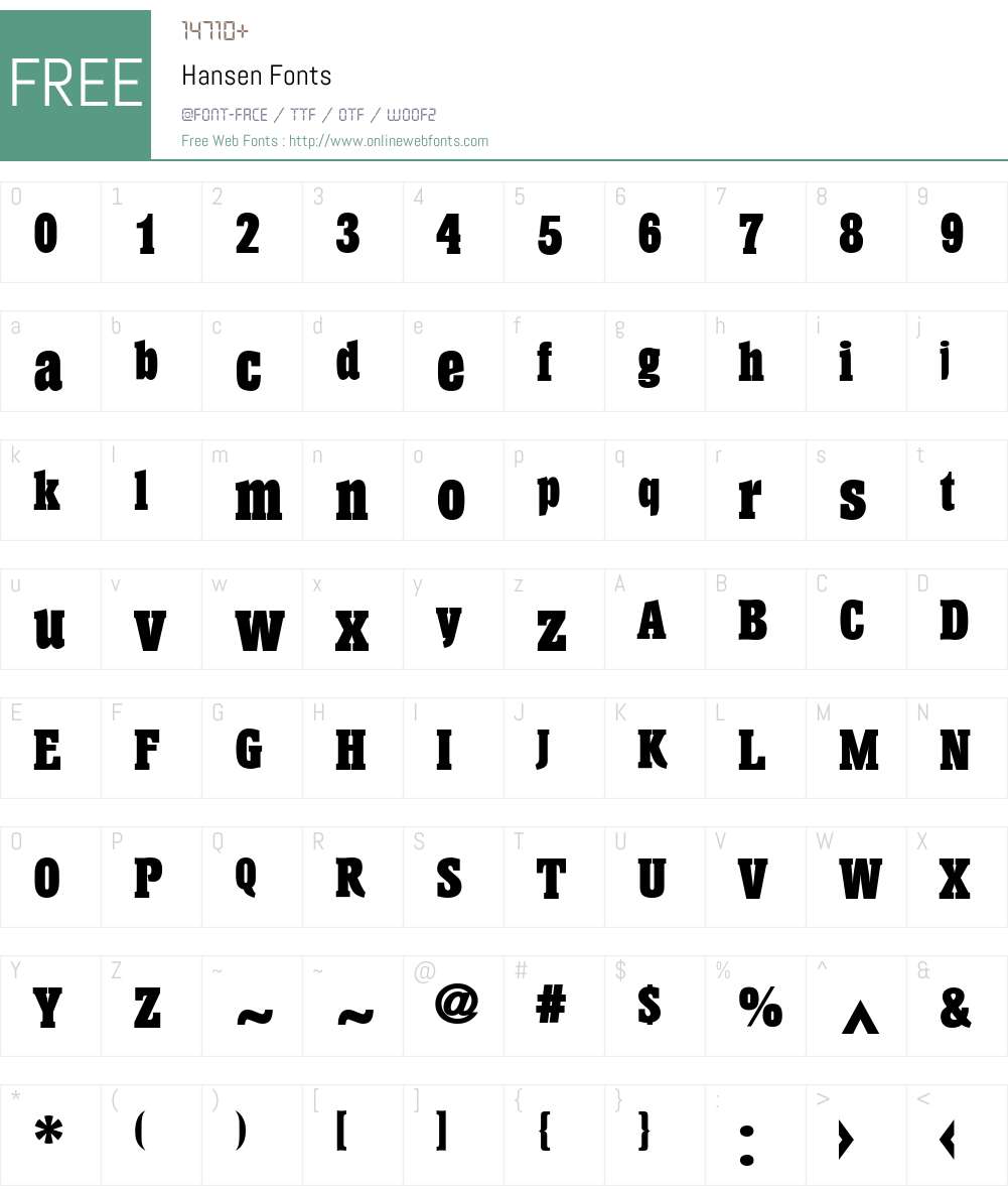 Hansen Font Screenshots