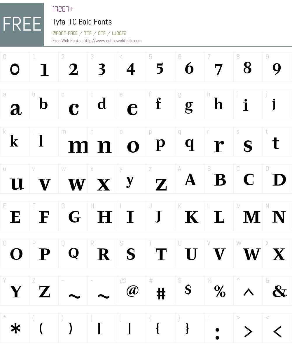 Tyfa ITC Font Screenshots