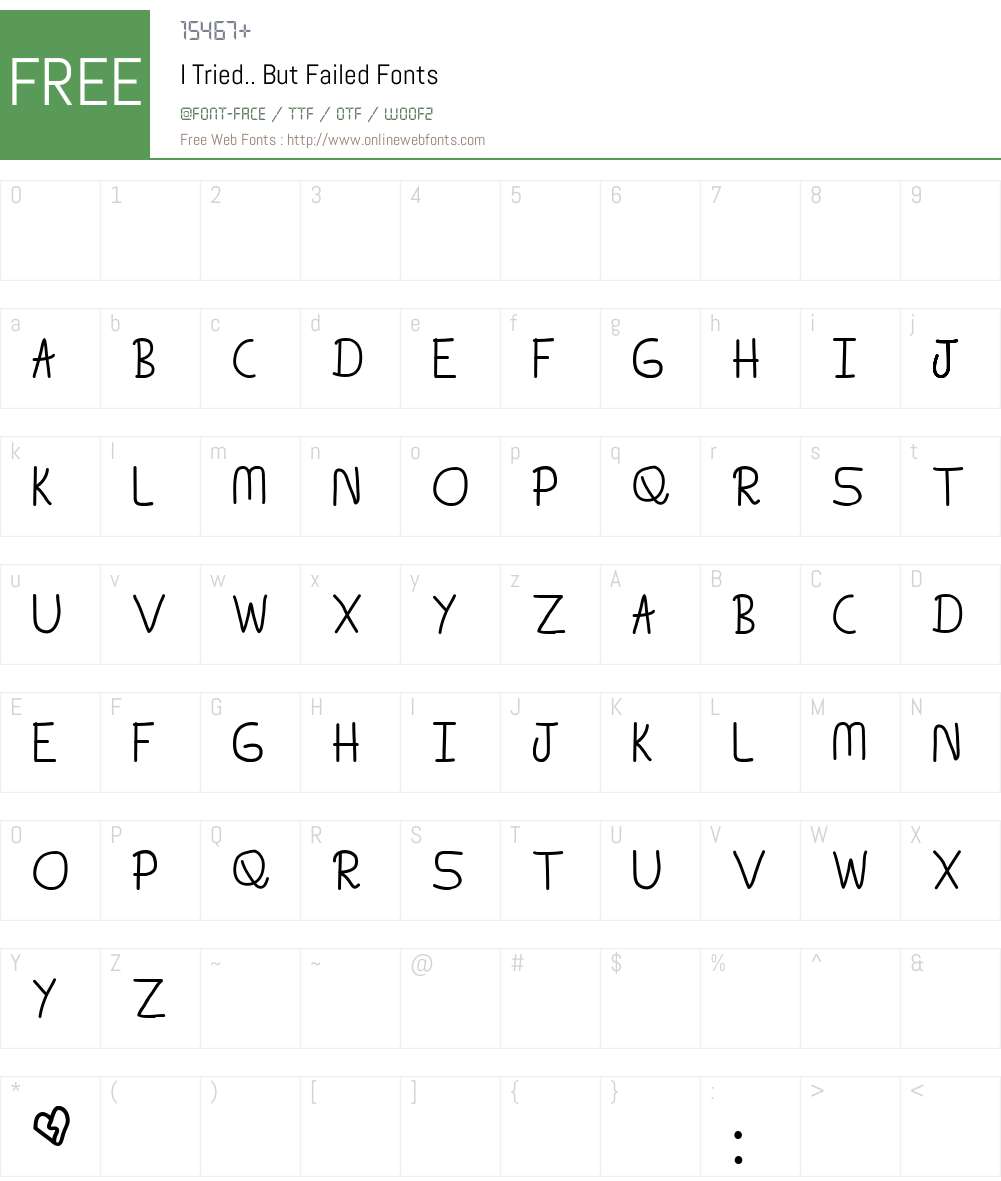 I Tried.. But Failed Font Screenshots