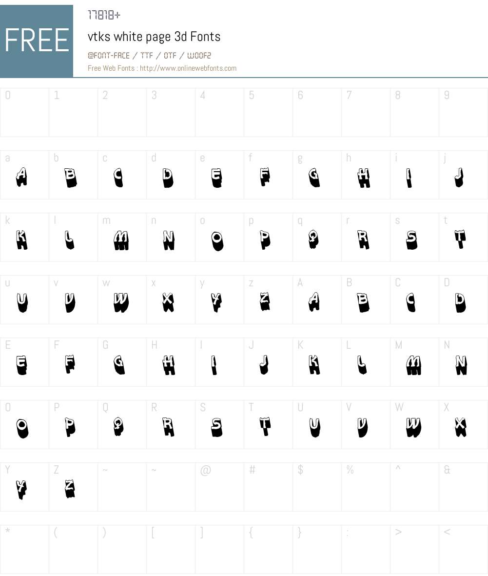 vtks white page 3d Font Screenshots