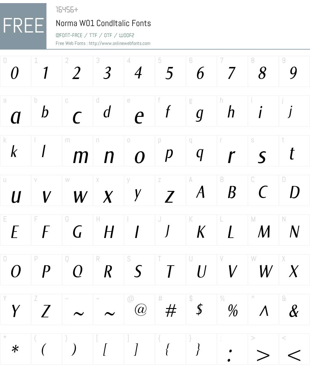 NormaW01-CondItalic Font Screenshots
