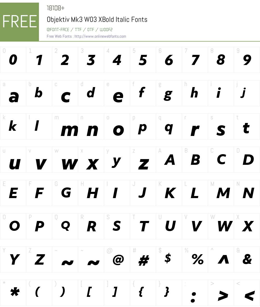 ObjektivMk3W03-XBoldItalic Font Screenshots