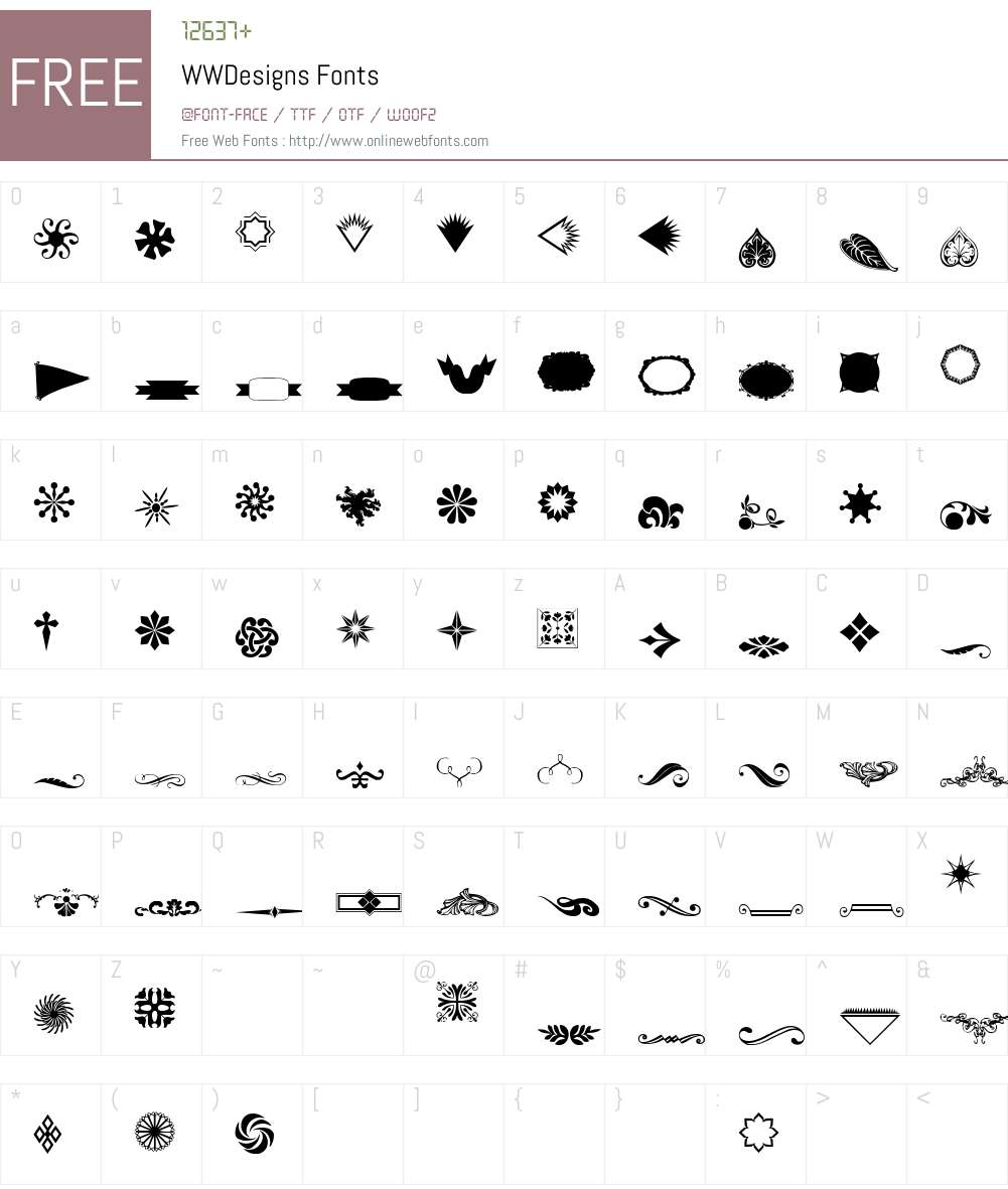 WWDesigns Font Screenshots