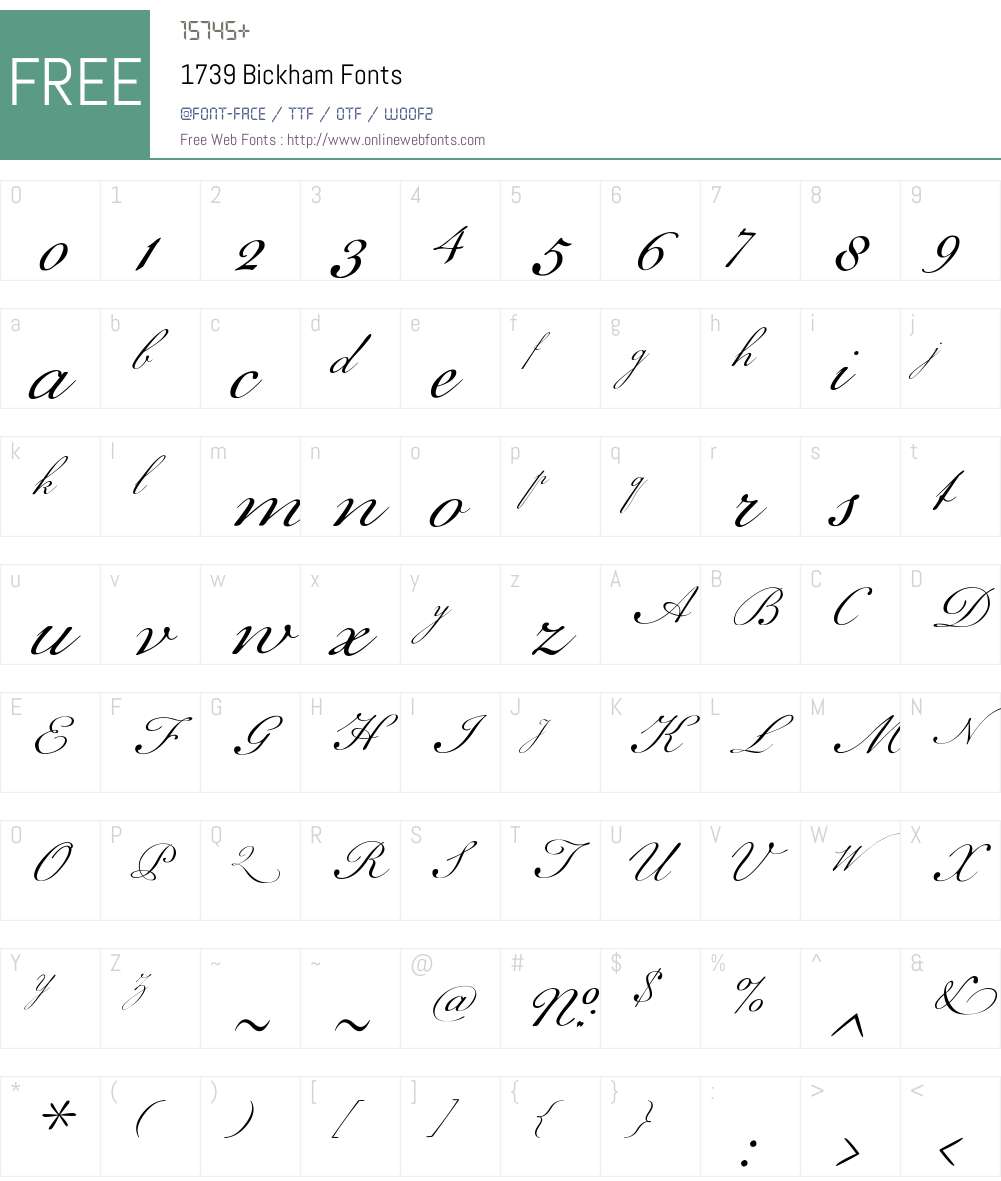 1739 Bickham Font Screenshots