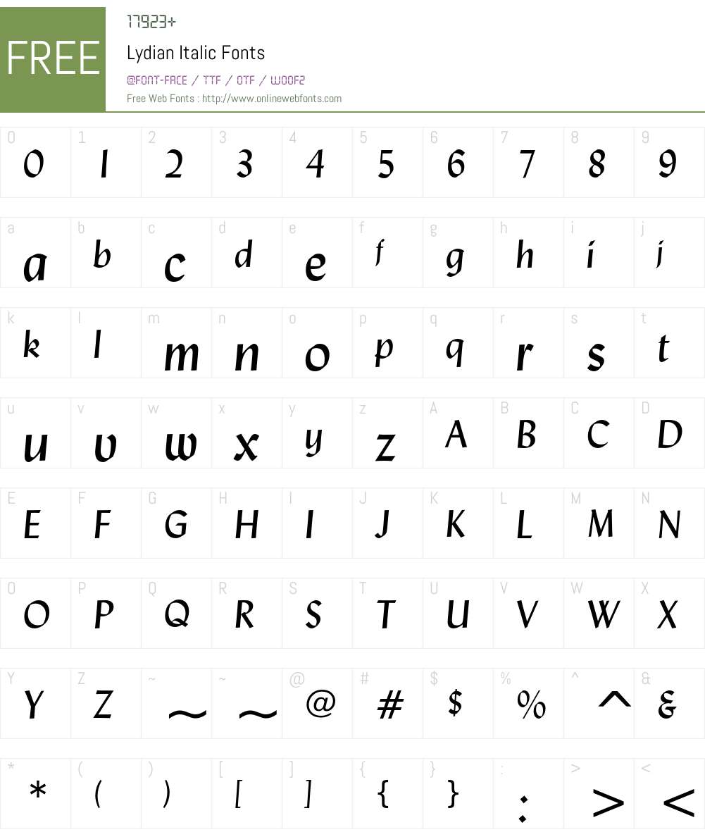 Lydian Font Screenshots