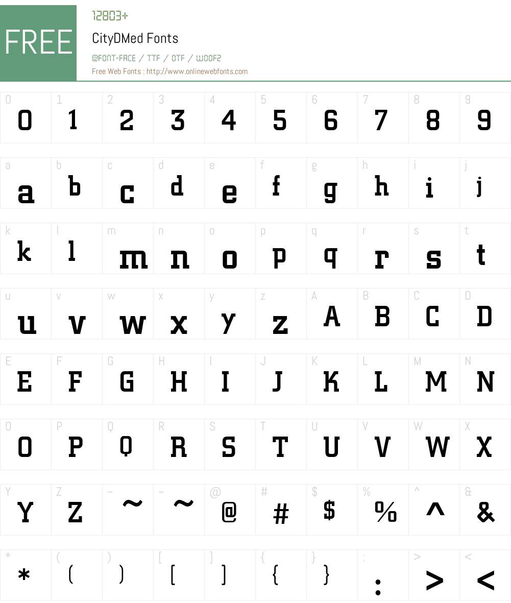 CityDMed Font Screenshots