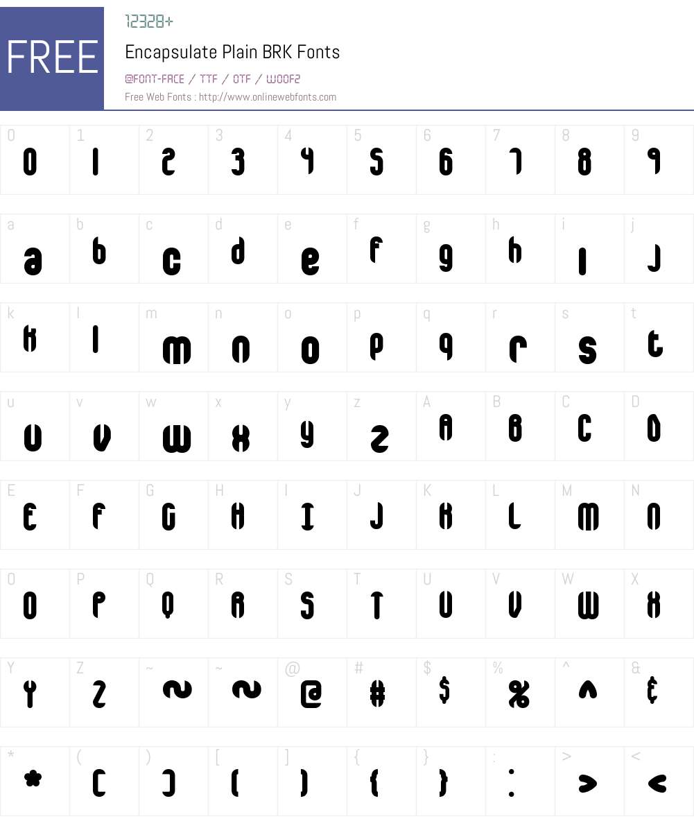 Encapsulate Plain BRK Font Screenshots