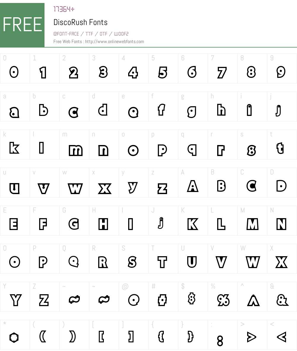 DiscoRush Font Screenshots