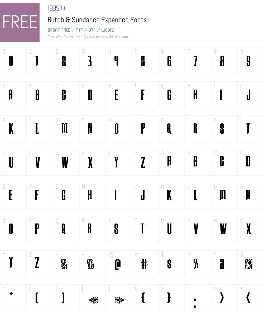 Butch & Sundance Expanded Font Screenshots
