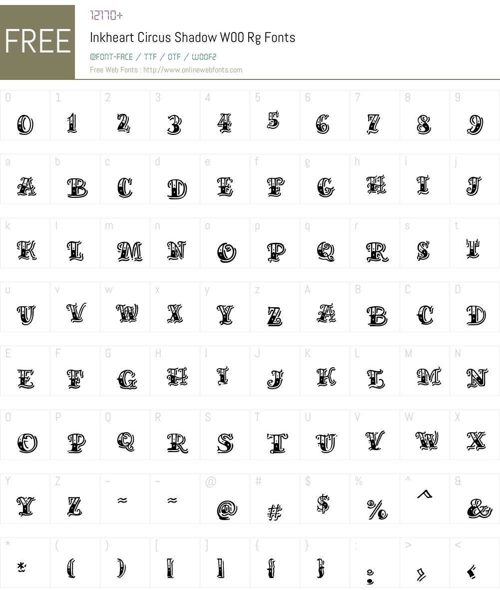 InkheartCircusShadowW00-Rg Font Screenshots