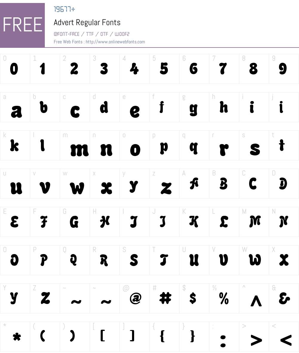 Advert Font Screenshots