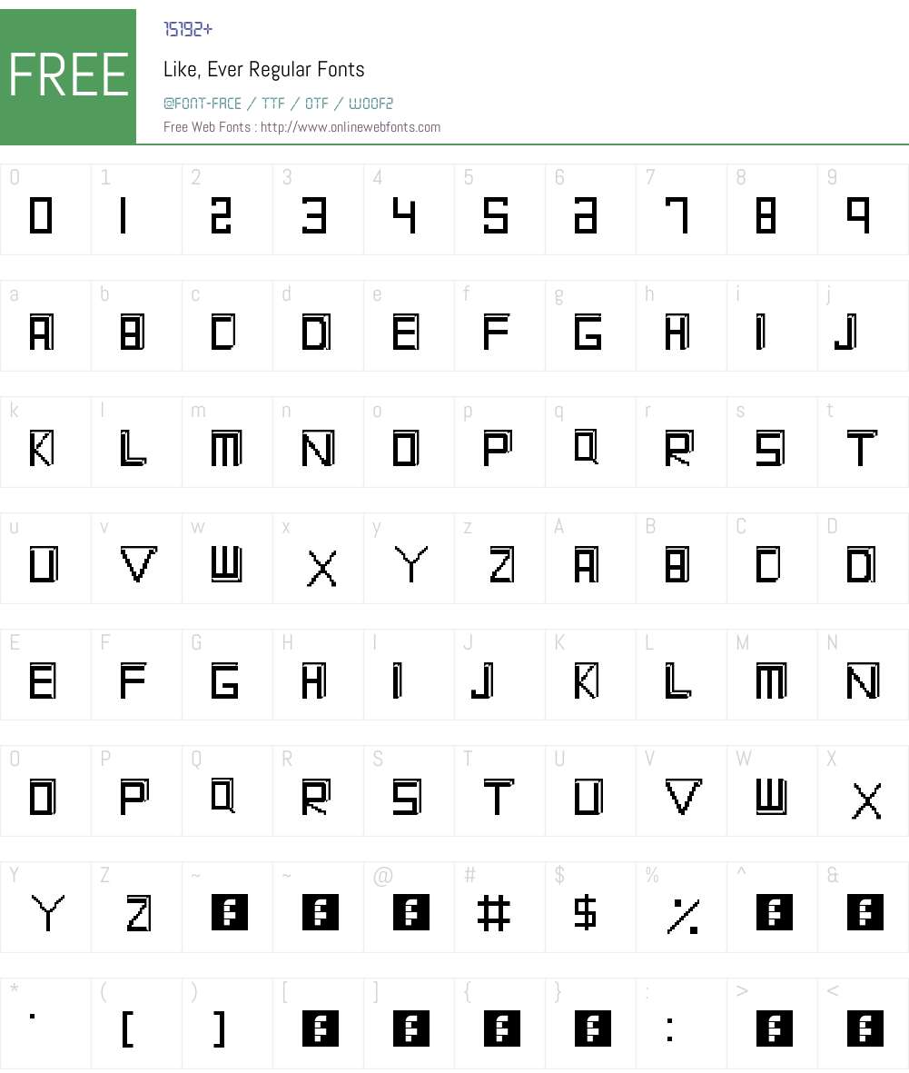 Like, Ever Font Screenshots