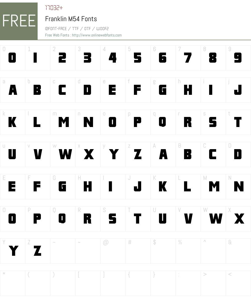 Franklin M54 Font Screenshots