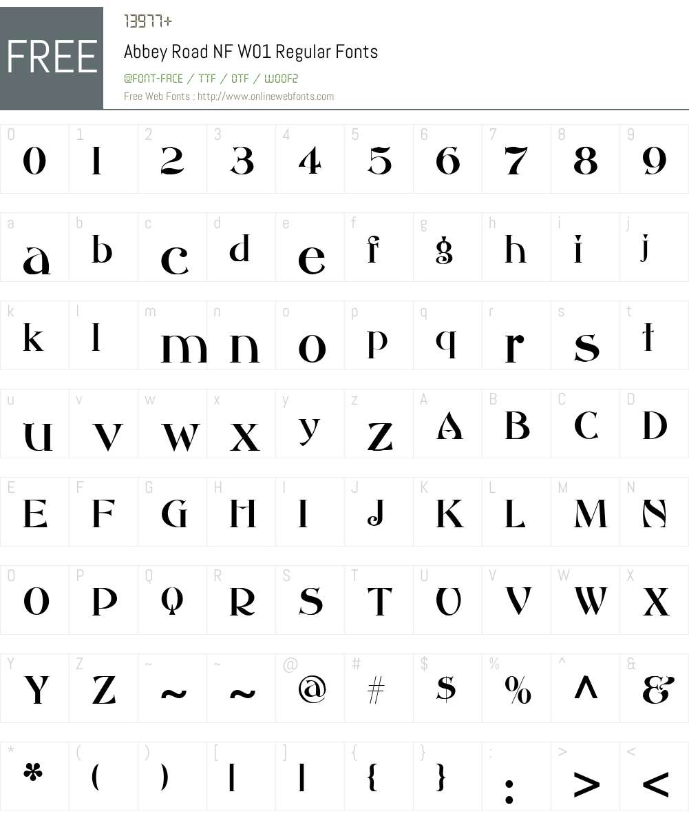 AbbeyRoadNFW01-Regular Font Screenshots