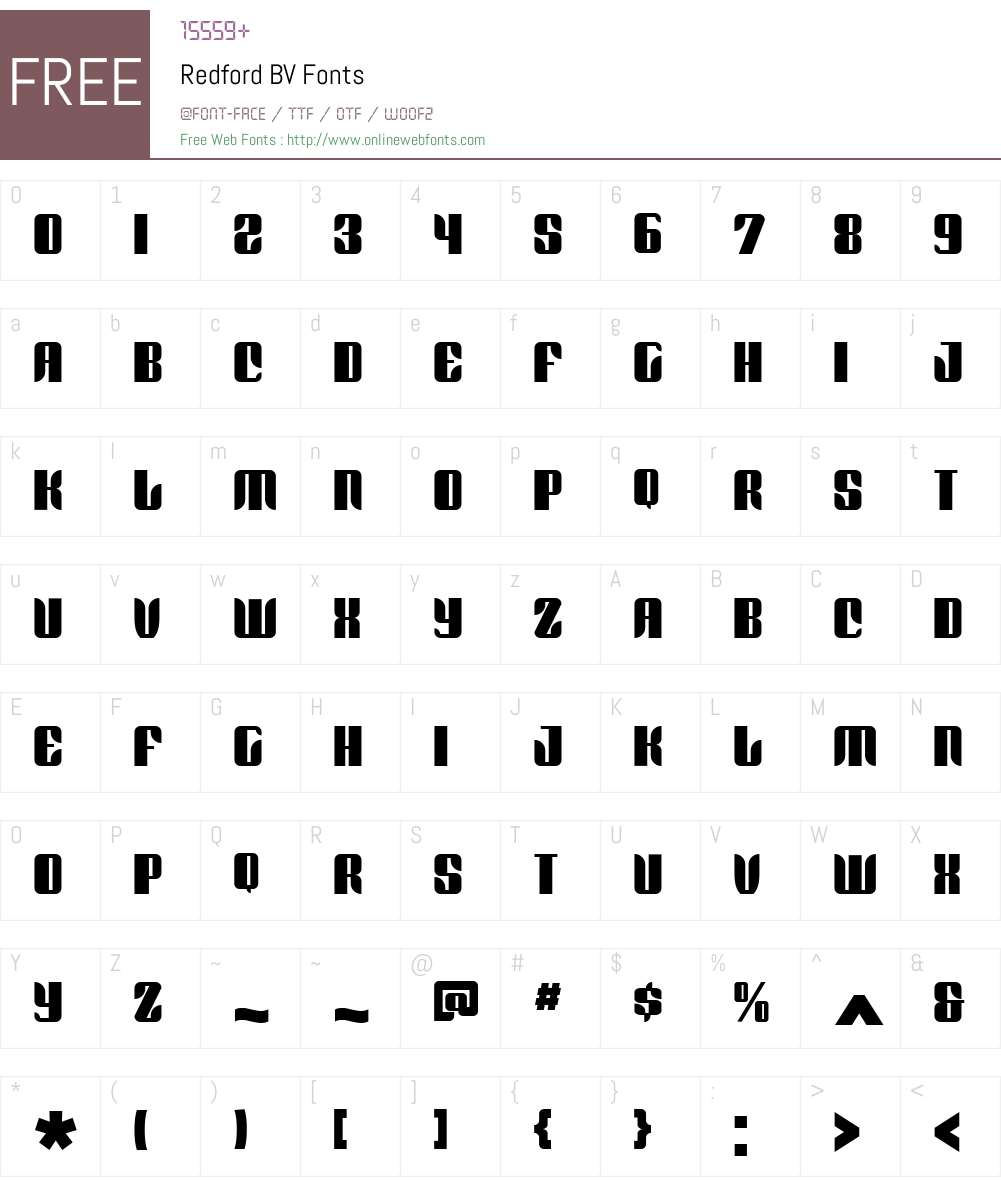 Redford BV Font Screenshots