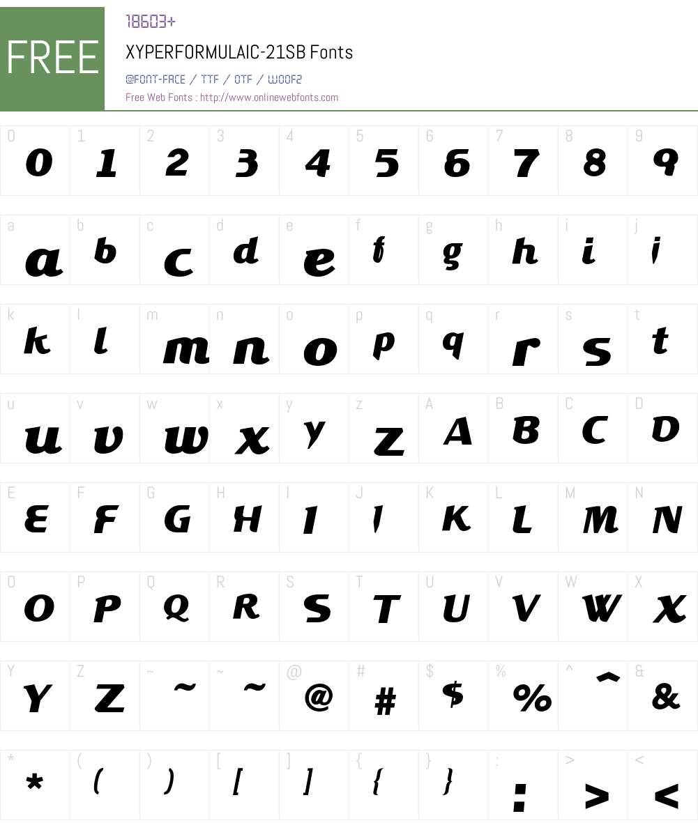 XYPERFORMULAIC Font Screenshots