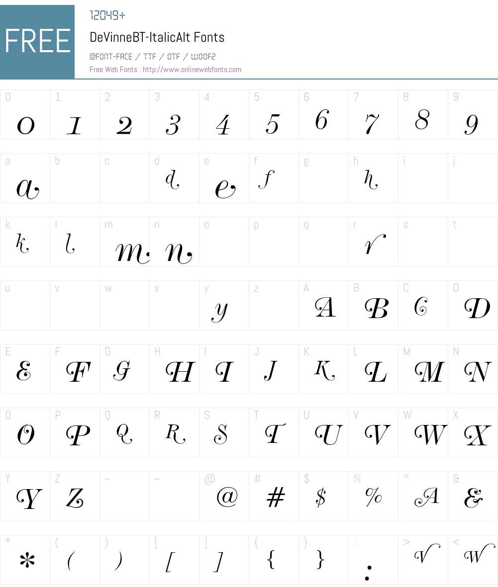 DeVinneBT Font Screenshots
