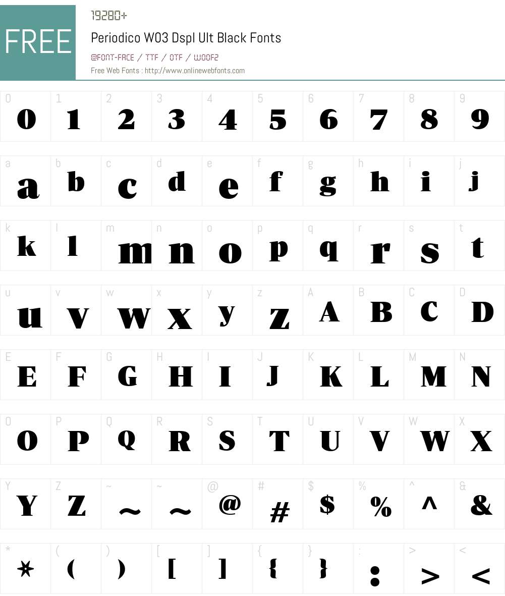 PeriodicoW03-DsplUltBlack Font Screenshots