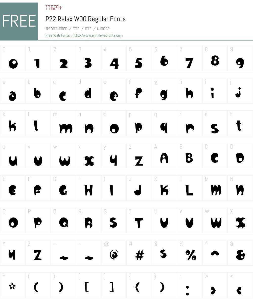 P22RelaxW00-Regular Font Screenshots