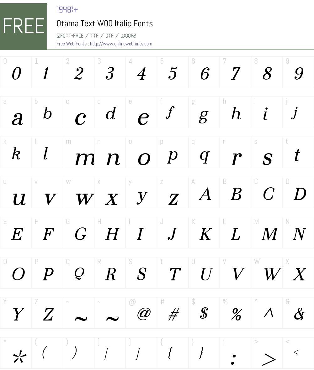 OtamaTextW00-Italic Font Screenshots