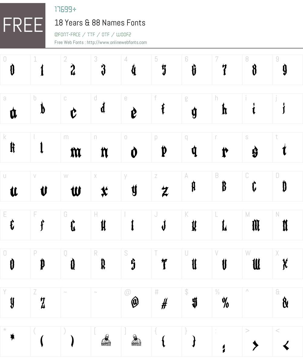 18 Years & 88 Names 1.00;March 4, 2024;FontCreator 11.0.0.2388 64-bit ...