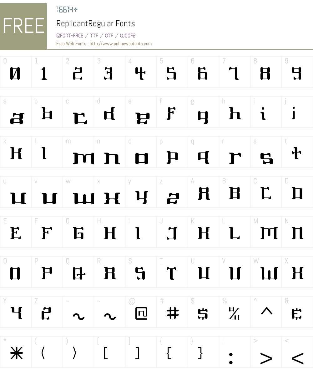 ReplicantW00-Reg Font Screenshots