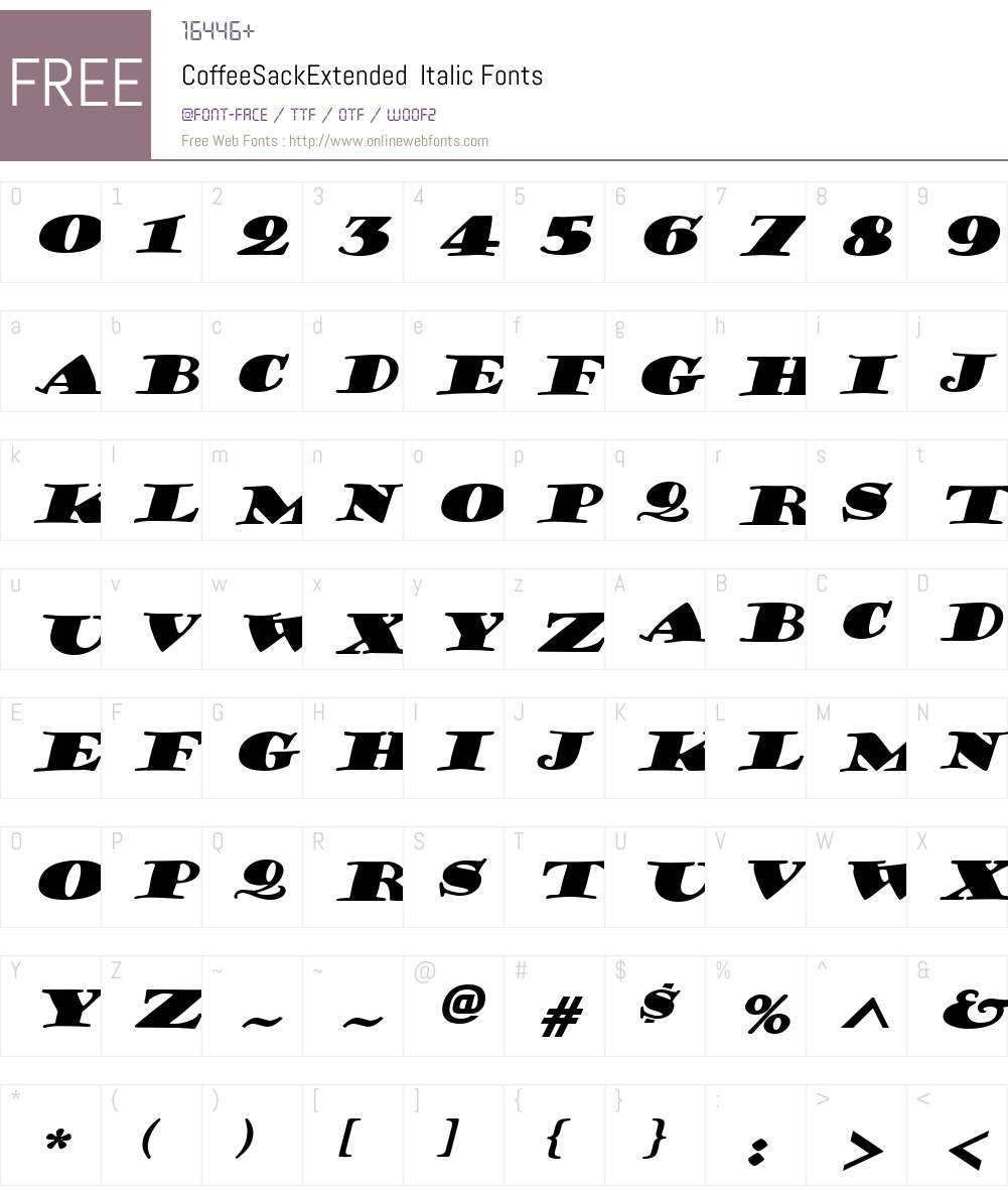 CoffeeSackExtended Font Screenshots