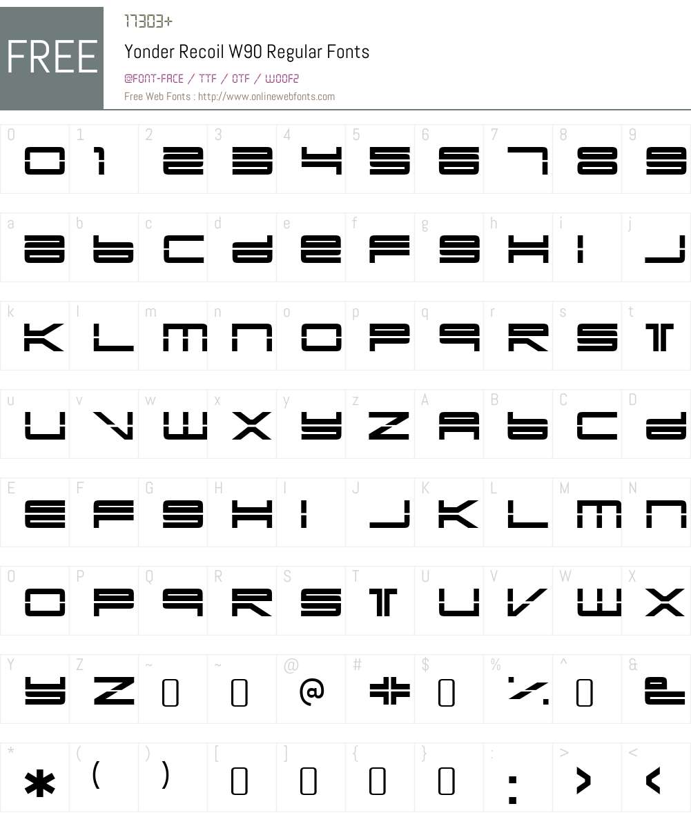 YonderRecoilW90-Regular Font Screenshots