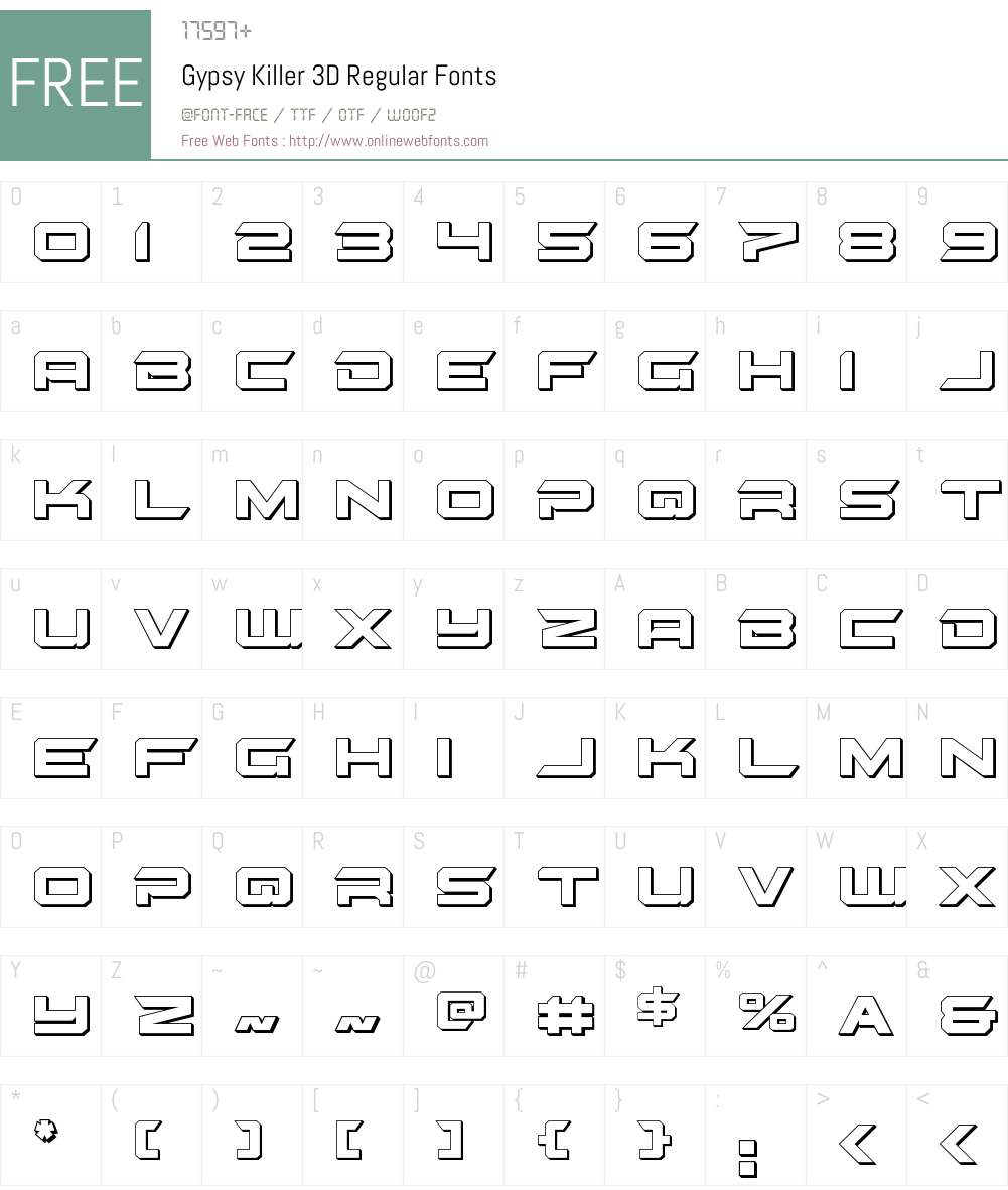 Gypsy Killer 3D Font Screenshots